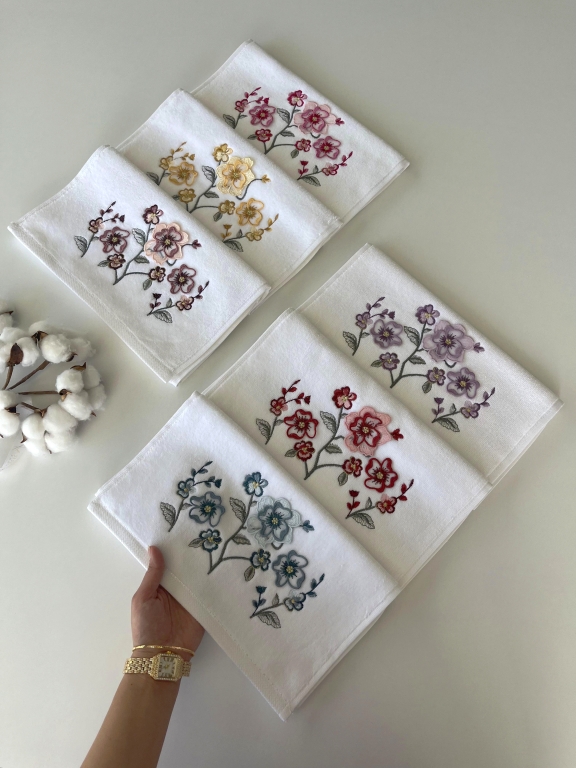 30x50 SARRA 6'LI 3D KADİFE HAVLU - MANOLYA