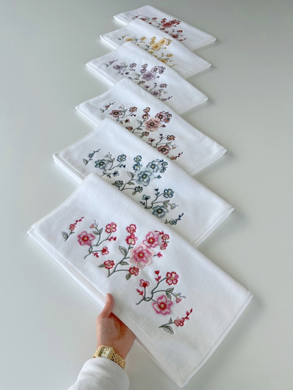 50X90 SARRA 6'LI 3D KADİFE HAVLU - MANOLYA