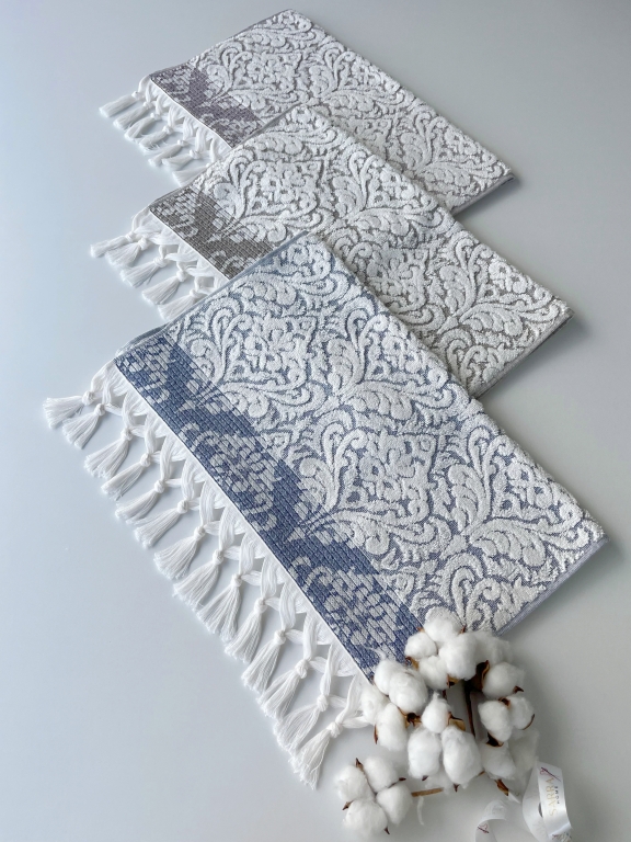 50x90 SARRA 3'LÜ SARE BAĞLAMALI DAMASK HAVLU