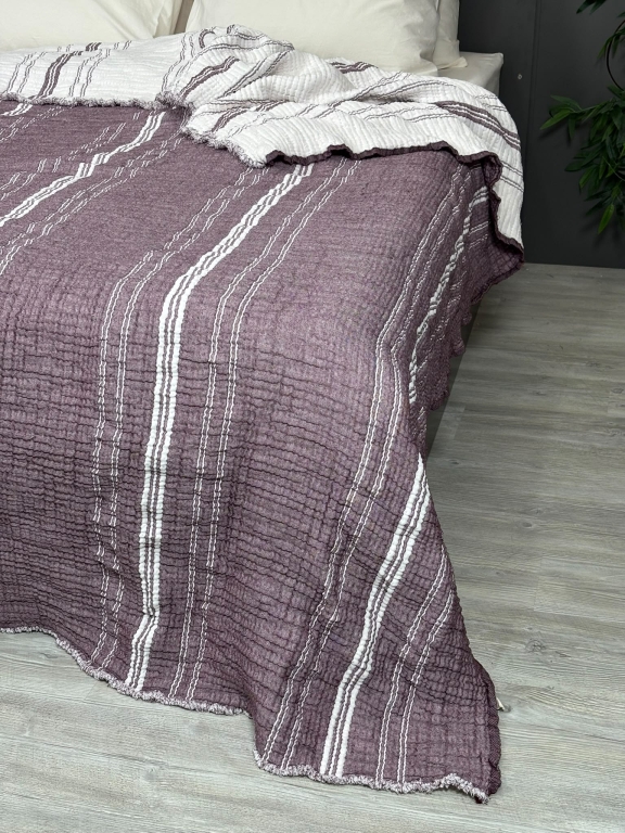 SARRA HOME ÇİFT KİŞİLİK MÜSLİN YATAK ÖRTÜSÜ - ÇİZGİLİ