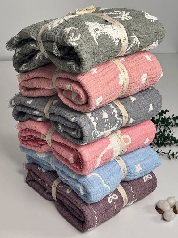 SARRA HOME DESENLİ MÜSLİN BEBEK ÖRTÜSÜ