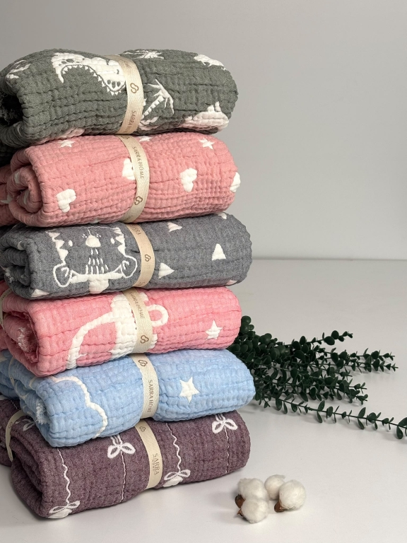 SARRA HOME DESENLİ MÜSLİN BEBEK ÖRTÜSÜ
