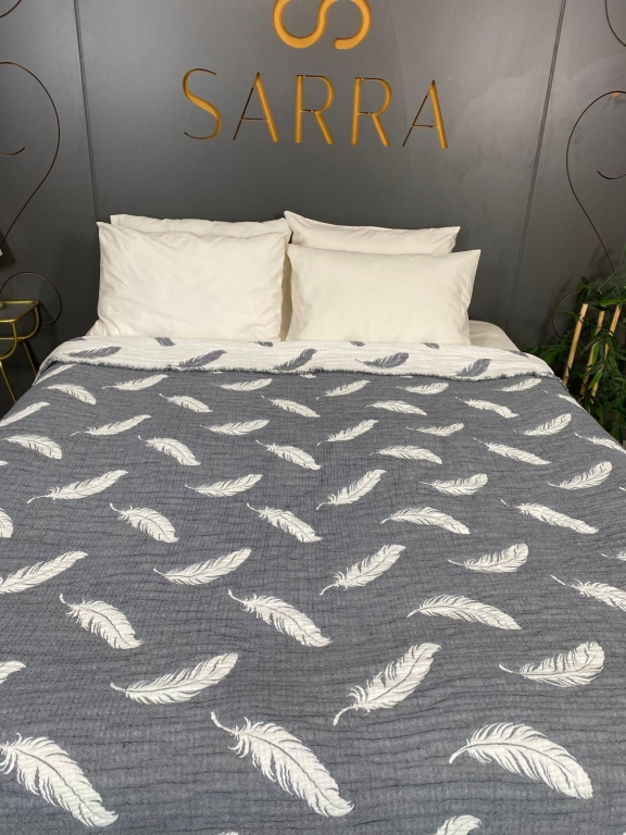 SARRA HOME ÇİFT KİŞİLİK MÜSLİN YATAK ÖRTÜSÜ - TÜY