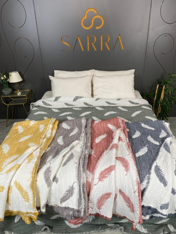 SARRA HOME ÇİFT KİŞİLİK MÜSLİN YATAK ÖRTÜSÜ - TÜY