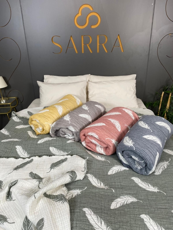 SARRA HOME ÇİFT KİŞİLİK MÜSLİN YATAK ÖRTÜSÜ - TÜY