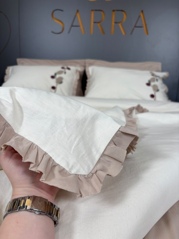 SARRA HOME PUF NAKIŞLI ÇİFT KİŞİLİK NEVRESİM TAKIMI