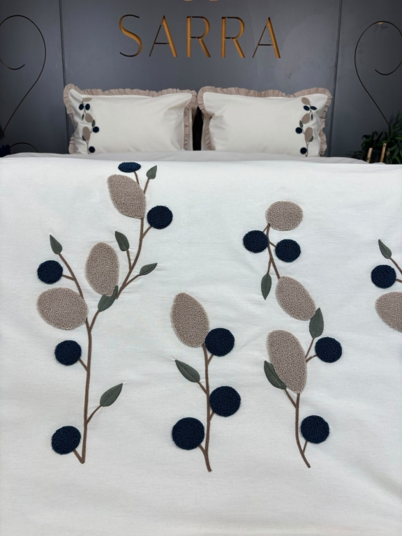 SARRA HOME PUF NAKIŞLI ÇİFT KİŞİLİK NEVRESİM TAKIMI