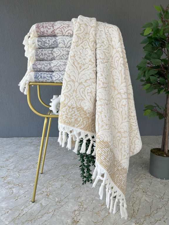 90X150 SARRA SARE BAĞLAMALI DAMASK BANYO HAVLUSU