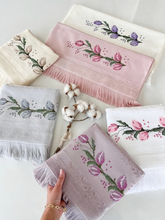 50x90 MYSOFT 6 LI NAKIŞLI HAVLU - LALE