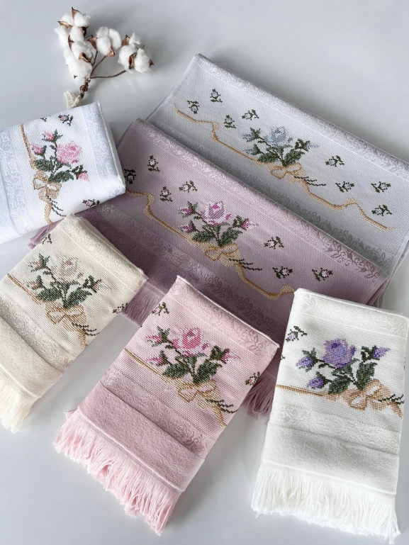 50x90 MYSOFT 6 LI NAKIŞLI HAVLU - FİYONK