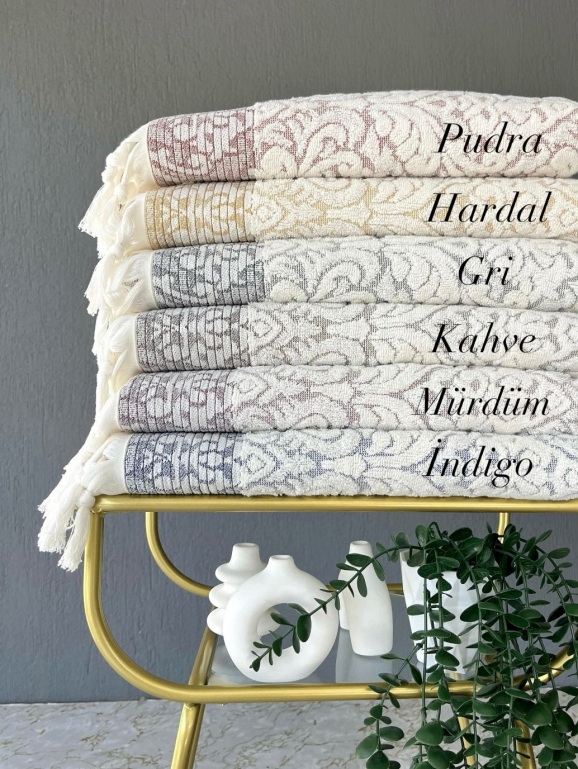 90X150 SARRA SARE BAĞLAMALI DAMASK BANYO HAVLUSU