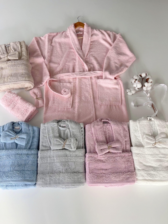 MYSOFT BAMBU TEKLİ BORNOZ SETİ