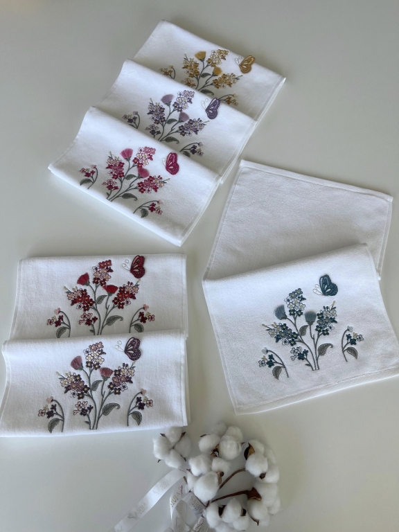 30x50 SARRA 6'LI 3D KADİFE HAVLU - GELİNCİK