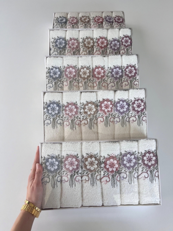 30x50 MYSOFT 6'LI 3D NAKIŞLI HAVLU - ORKİDE