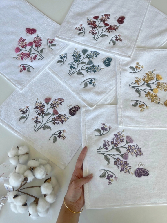 30x50 SARRA 6'LI 3D KADİFE HAVLU - GELİNCİK