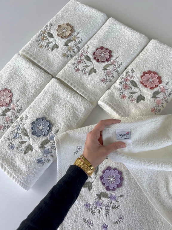 50x90 MYSOFT 6'LI 3D NAKIŞLI HAVLU - MENEKŞE