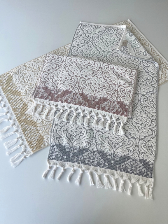50x90 SARRA 3'LÜ SARE BAĞLAMALI DAMASK HAVLU