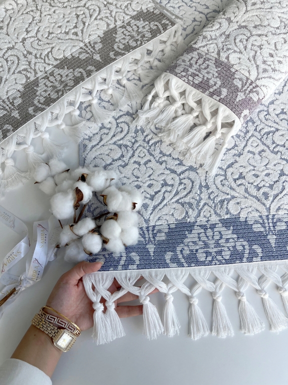 50x90 SARRA 3'LÜ SARE BAĞLAMALI DAMASK HAVLU