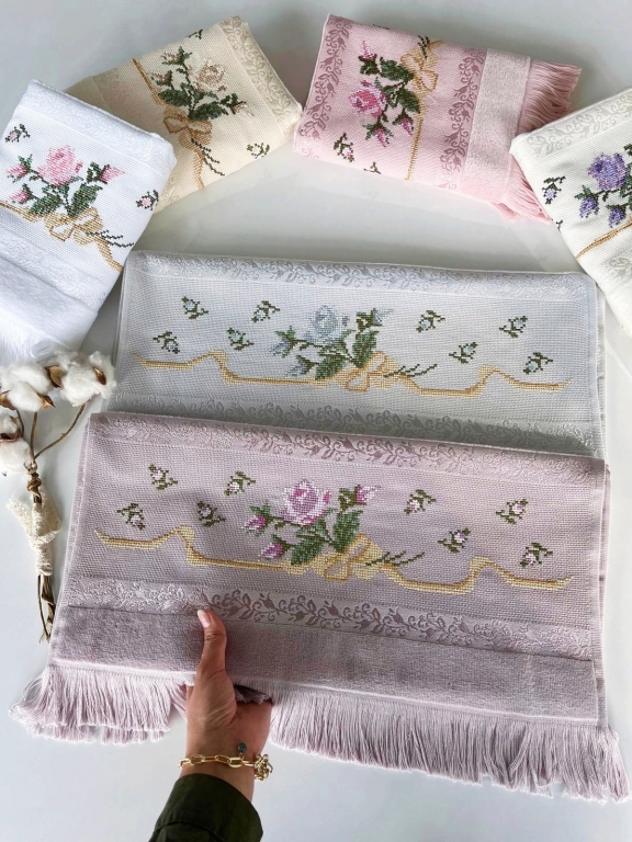 50x90 MYSOFT 6 LI NAKIŞLI HAVLU - FİYONK