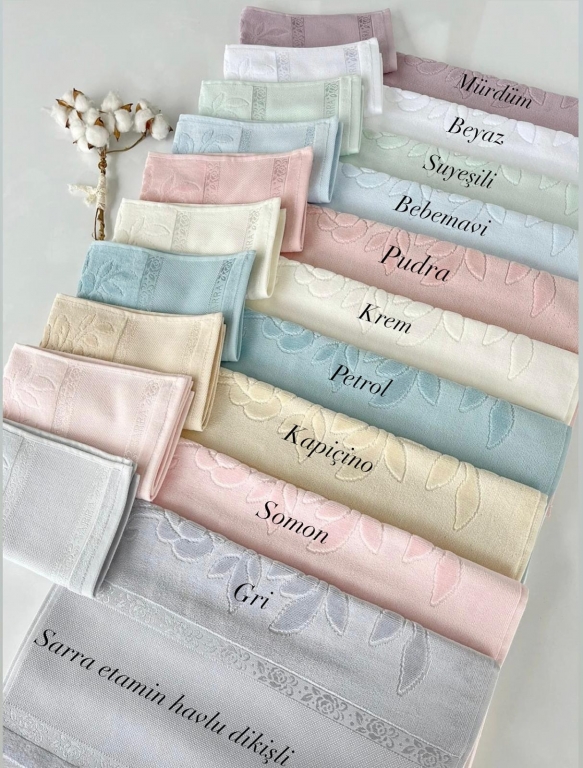 12'Lİ PAKET 30X50 SARRA ETAMİN DİKİŞLİ HAVLU