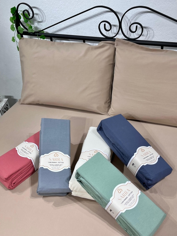 SARRA HOME ÇİFT KİŞİLİK %100 PAMUK LASTİKLİ ÇARŞAF SETİ