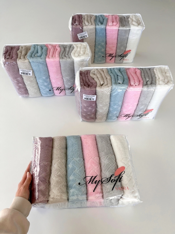 50X90 MYSOFT 6'LI RENKLİ HAVLU - HASIR
