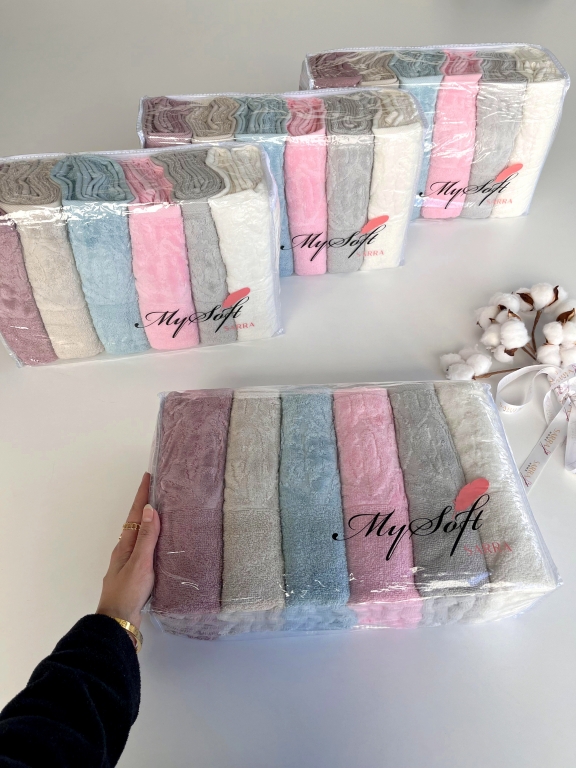 50X90 MYSOFT 6'LI RENKLİ HAVLU - YAPRAK