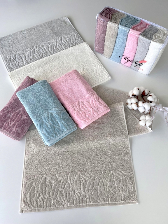 50X90 MYSOFT 6'LI RENKLİ HAVLU - YAPRAK