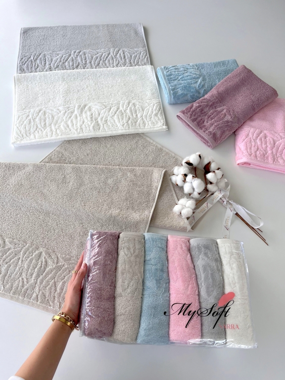 50X90 MYSOFT 6'LI RENKLİ HAVLU - YAPRAK