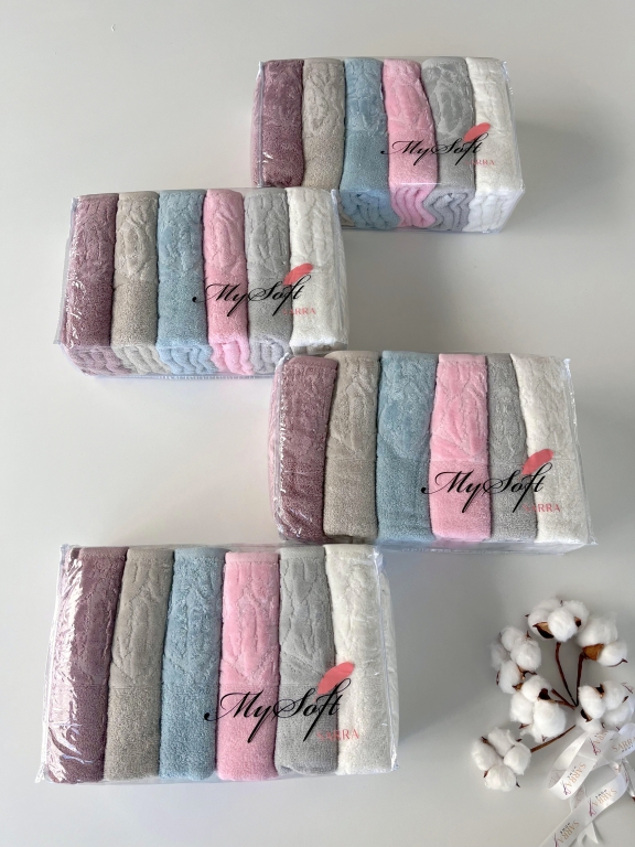 50X90 MYSOFT 6'LI RENKLİ HAVLU - YAPRAK