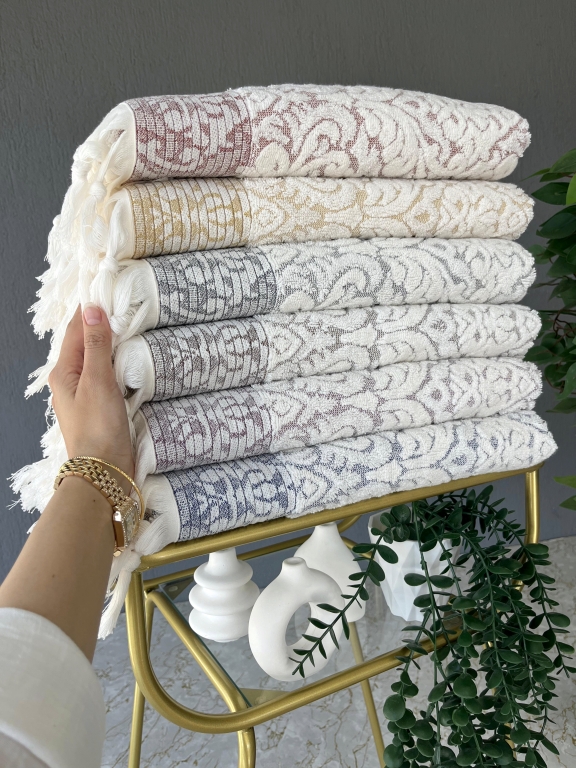 90X150 SARRA SARE BAĞLAMALI DAMASK BANYO HAVLUSU