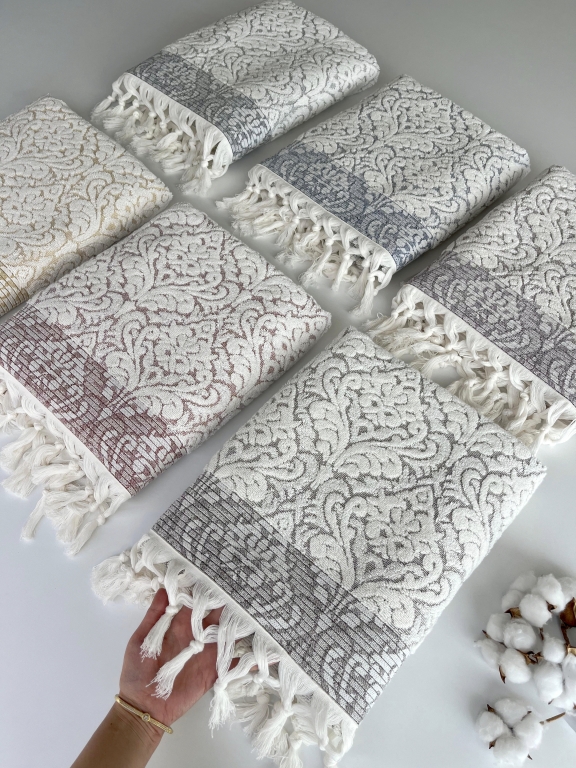 90X150 SARRA SARE BAĞLAMALI DAMASK BANYO HAVLUSU