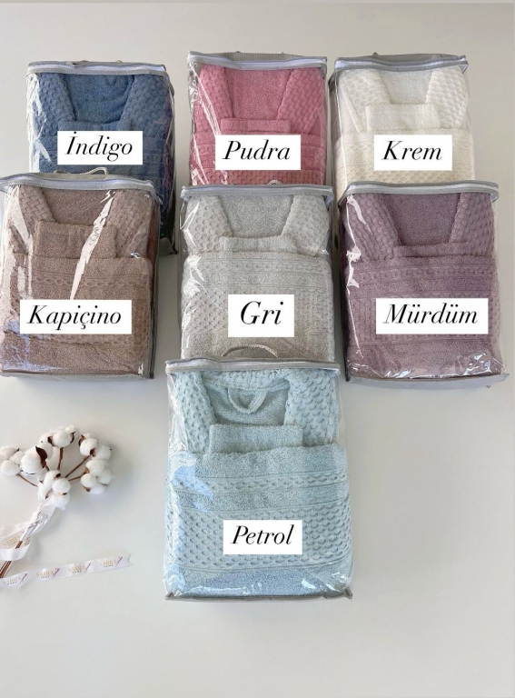 MYSOFT PETEK TEKLİ BORNOZ SETİ