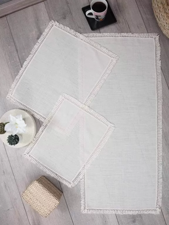 3’LÜ PÜSKÜLLÜ KARE ODA TAKIMI