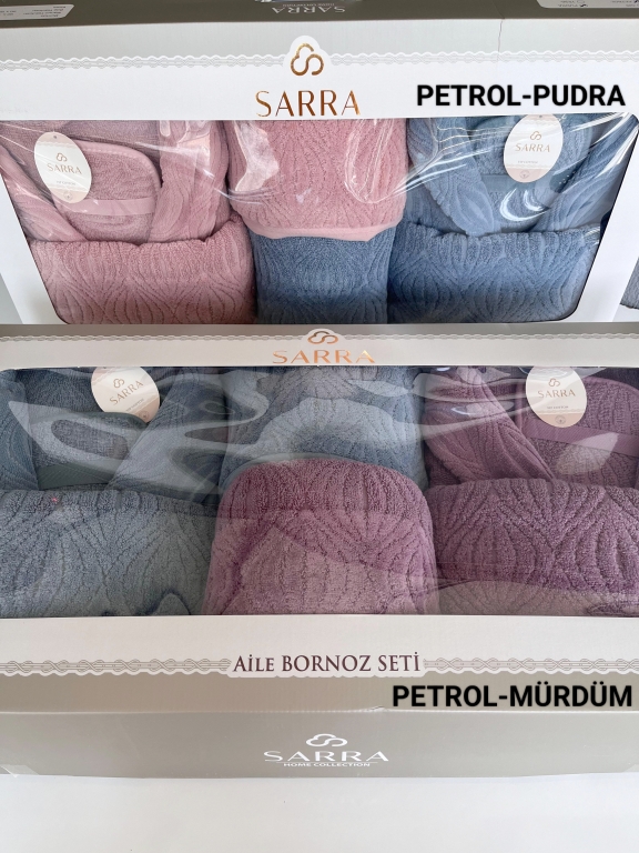 SARRA DELÜX MİDYE AİLE BORNOZ SETİ