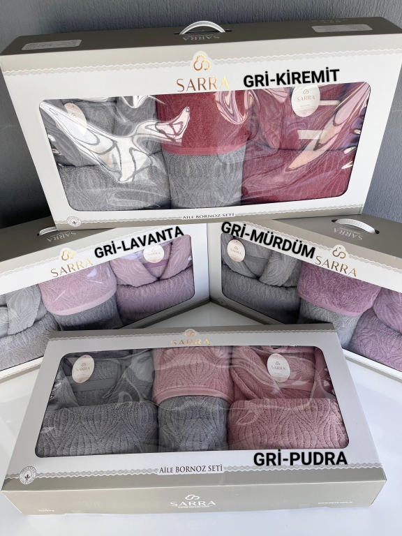 SARRA DELÜX MİDYE AİLE BORNOZ SETİ