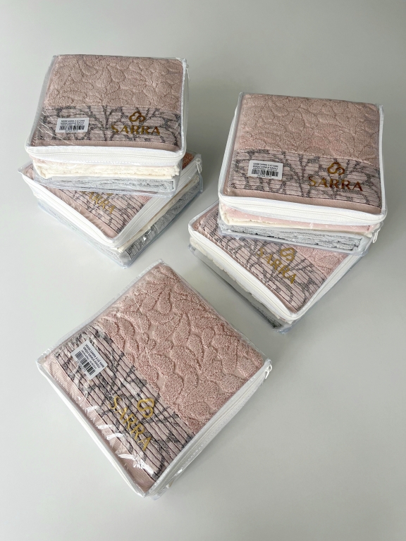 50x90 SARRA 3'LÜ SARE DİKİŞLİ DAMLA HAVLU