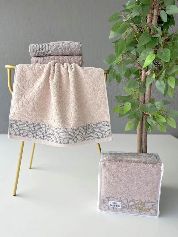 50x90 SARRA 3'LÜ SARE DİKİŞLİ DAMLA HAVLU