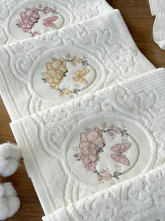 50x90 SARRA 3D BUKLE KREM 6'LI HAVLU - NİLSU