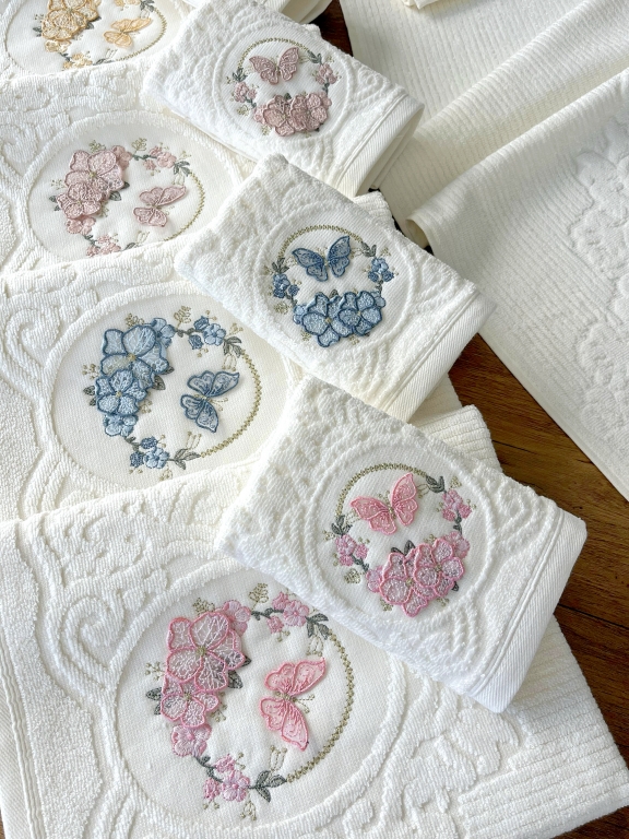 50x90 SARRA 3D BUKLE KREM 6'LI HAVLU - NİLSU