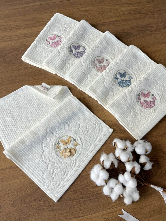 30x50 SARRA 3D BUKLE KREM 6'LI HAVLU - NİLSU