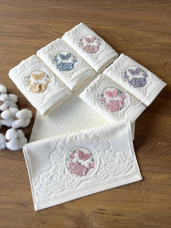 30x50 SARRA 3D BUKLE KREM 6'LI HAVLU - NİLSU