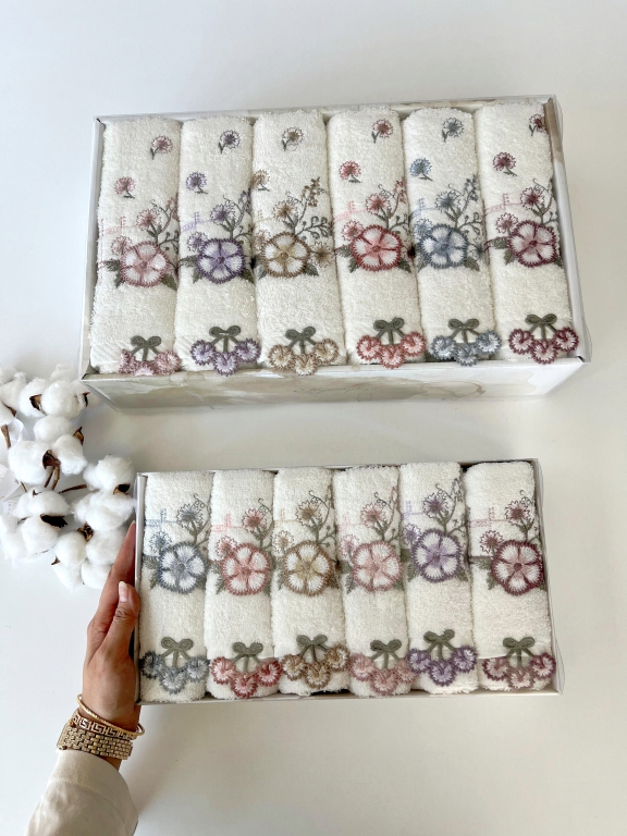 30x50 MYSOFT 6'LI 3D NAKIŞLI KÜPELİ HAVLU - BUKET