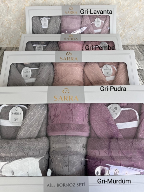 SARRA BAMBU AİLE BORNOZ SETİ
