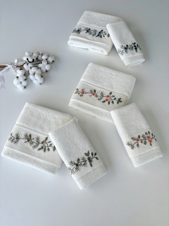 SARRA KAPAMA 2'Lİ ROKOKO NAKIŞLI HAVLU - GÜL