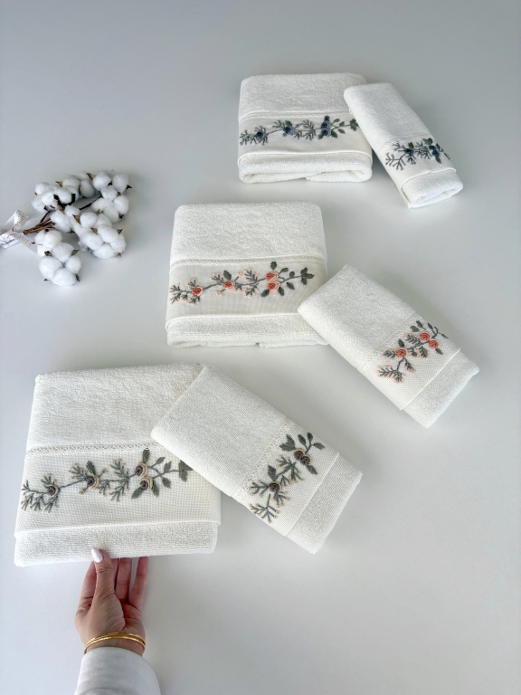 SARRA KAPAMA 2'Lİ ROKOKO NAKIŞLI HAVLU - GÜL