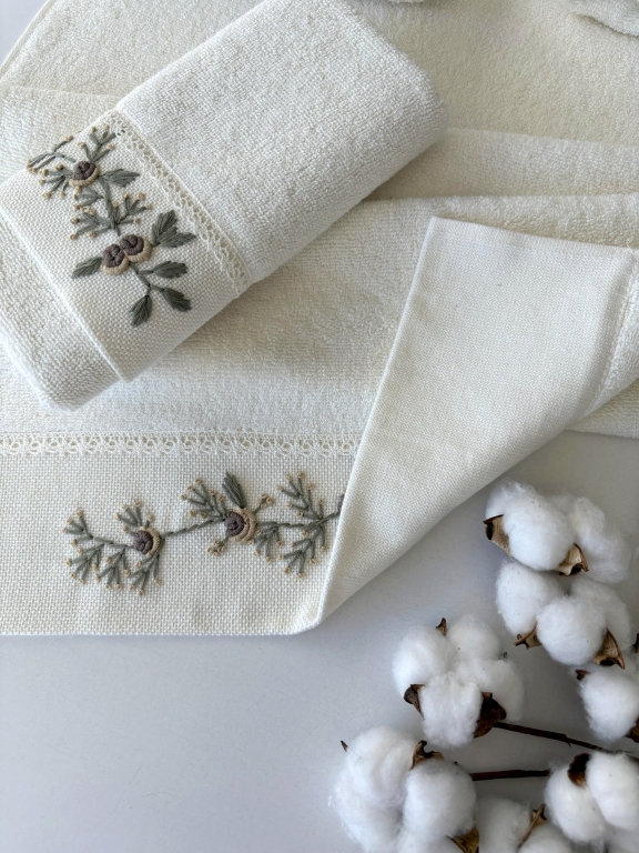 SARRA KAPAMA 2'Lİ ROKOKO NAKIŞLI HAVLU - GÜL