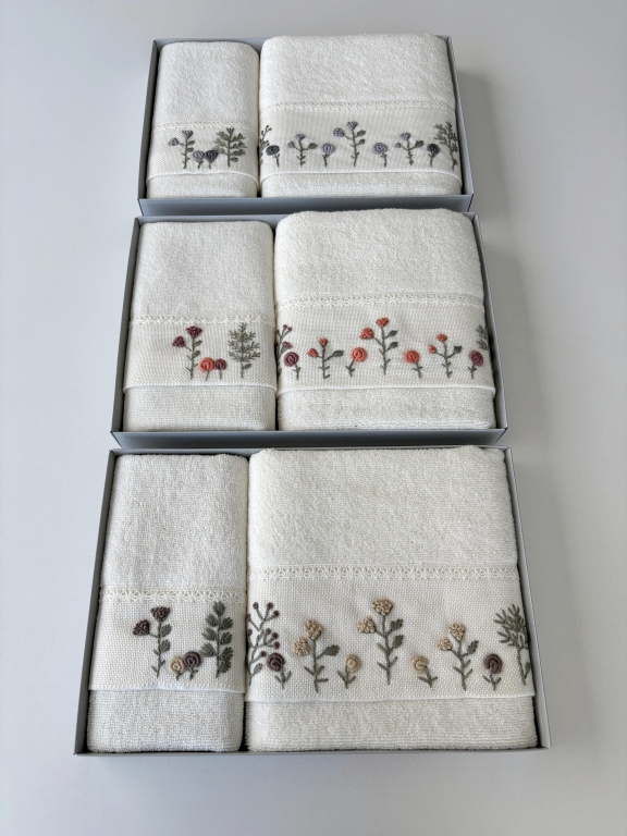 SARRA KAPAMA 2'Lİ ROKOKO NAKIŞLI HAVLU - LAVANTA