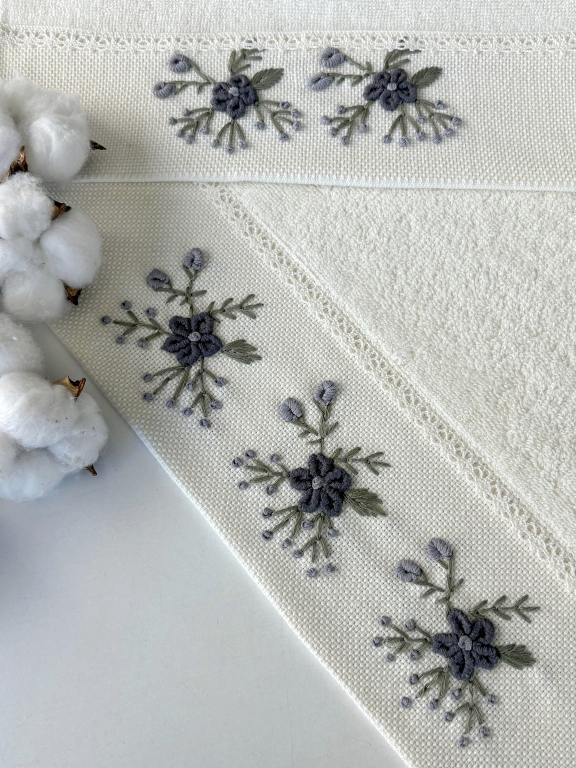 SARRA KAPAMA 2'Lİ ROKOKO NAKIŞLI HAVLU - SAKURA