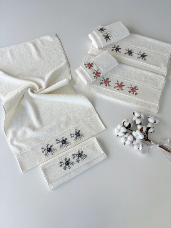 SARRA KAPAMA 2'Lİ ROKOKO NAKIŞLI HAVLU - SAKURA